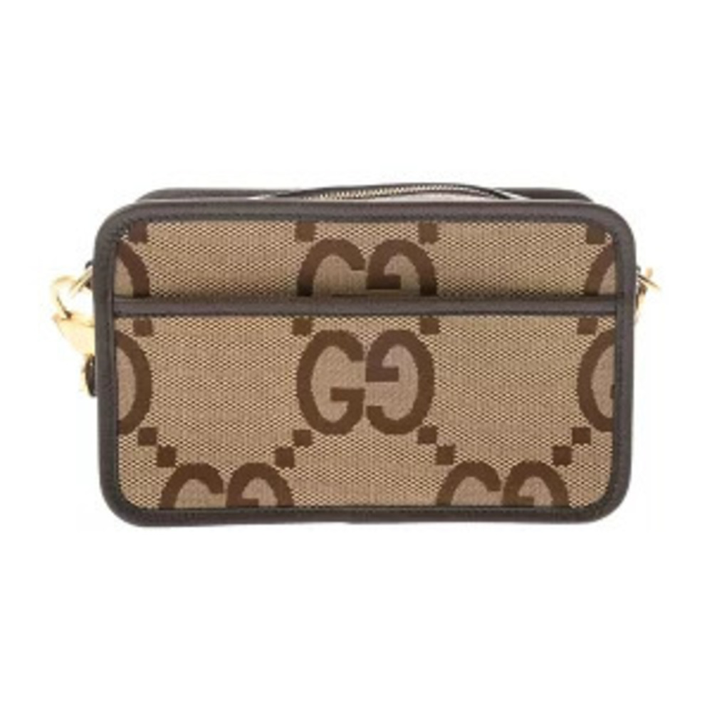 Gucci Bag Camel Tan Brown Ebony Brown Jumbo GG Leather Shoulder
